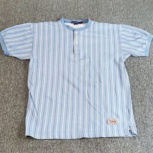 Nautica Shirt Adult Medium Blue White Button Up Outdoors Mens Stripes Casual